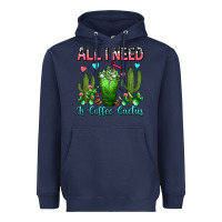 Navy All I Need Is Coffee Cactus Frappe Heavyweight Hoodie - FaDigitalArtStudio