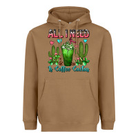 Toasted Coconut All I Need Is Coffee Cactus Frappe Heavyweight Hoodie - FaDigitalArtStudio