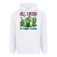 White All I Need Is Coffee Cactus Frappe Heavyweight Hoodie - FaDigitalArtStudio