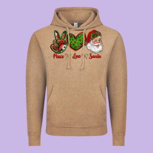 Peace Love Santa Vintage Hoodie Designed By Ranaportraitstore