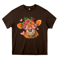 Chocolate Brown valentines day orange cow Heavy Core Tee - Jasminsmagicworld
