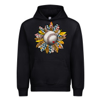 Black Baseball Sunflower Urban Hoodie - CowhideDigitalArt