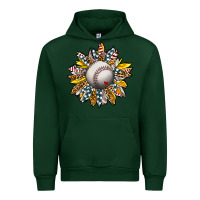 Forest Green Baseball Sunflower Urban Hoodie - CowhideDigitalArt