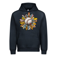 Navy Baseball Sunflower Urban Hoodie - CowhideDigitalArt