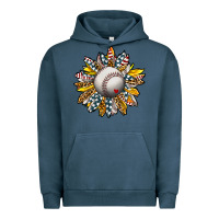 Pigment Midnight Navy Baseball Sunflower Urban Hoodie - CowhideDigitalArt