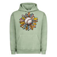 Pigment Oil Green Baseball Sunflower Urban Hoodie - CowhideDigitalArt