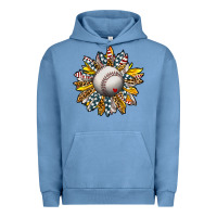 Pigment Pebble Blue Baseball Sunflower Urban Hoodie - CowhideDigitalArt