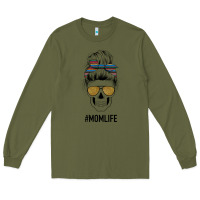 Army Green Western Glitter Aztec Patterned Mom Skull Long Sleeve Tee - Bettercallsaul