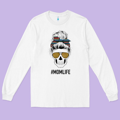 Western Glitter Aztec Patterned Mom Skull Long Sleeve Tee Designed By Bettercallsaul