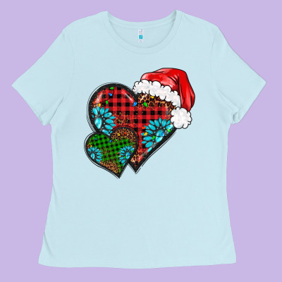 Christmas Heart Gemstones Leopard Ladies Tee Designed By Barkaloodesign