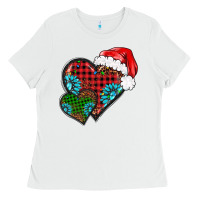 White Christmas heart gemstones leopard Ladies Tee - BarkalooDesign