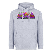 Heather Grey Mardi Gras Farm Trucks Heavyweight Hoodie - FaDigitalArtStudio