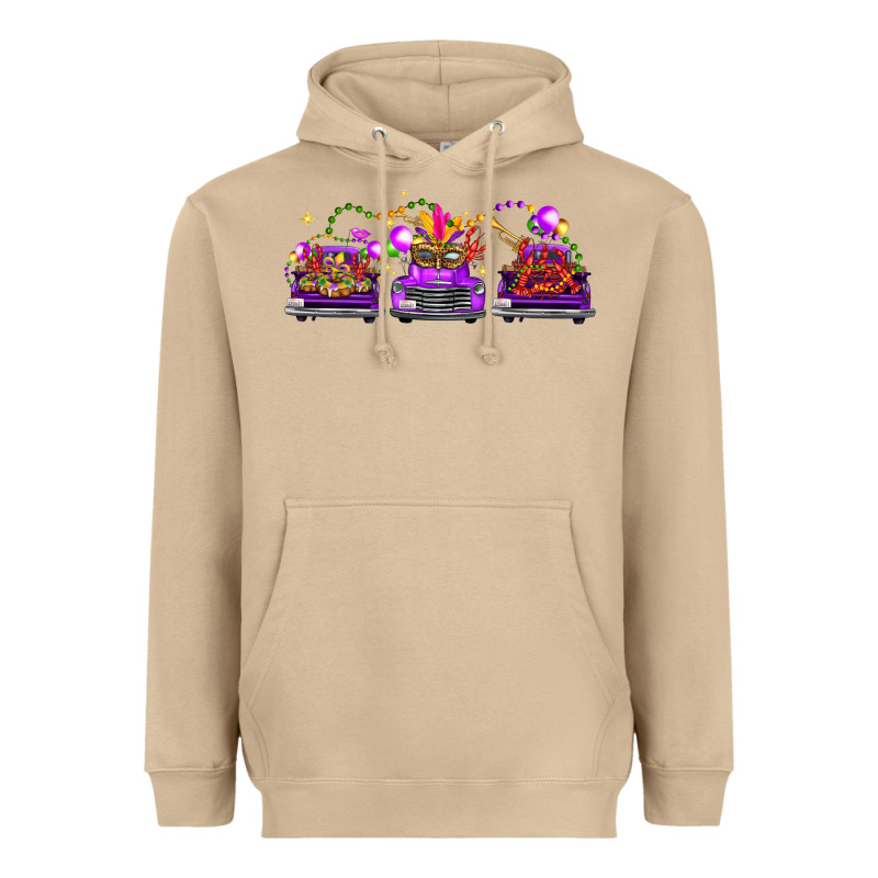 Mardi Gras Farm Trucks Heavyweight Hoodie by FaDigitalArtStudio | Teevron