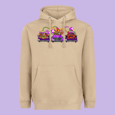 Mardi Gras Farm Trucks Heavyweight Hoodie Designed By Fadigitalartstudio