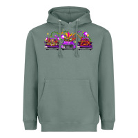 Sage Mardi Gras Farm Trucks Heavyweight Hoodie - FaDigitalArtStudio