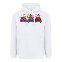 White Mardi Gras Farm Trucks Heavyweight Hoodie - FaDigitalArtStudio