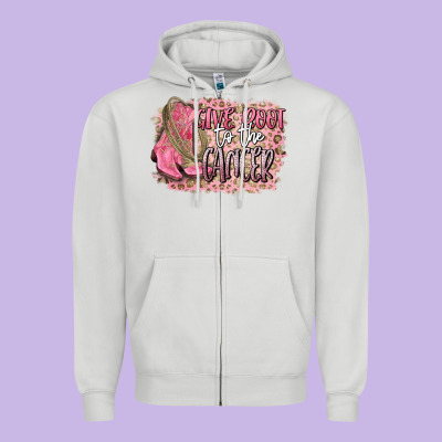 Give Boot To The Cancer Zipper Hoodie Designed By Cowgirlartshop