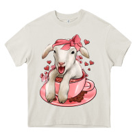 Cream valentines day lamb Heavy Core Tee - Jasminsmagicworld