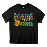 Black just a small town girl with sunflowers and money Heavy Core Tee - AdoDesignShop