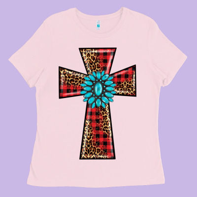 Christmas Cross Ladies Tee Designed By Barkaloodesign