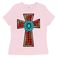 Bubblegum Pink christmas cross Ladies Tee - BarkalooDesign