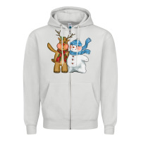 Dove Grey christmas reindeer snowman Zipper Hoodie - CowGirlArtShop
