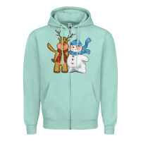 Seafoam christmas reindeer snowman Zipper Hoodie - CowGirlArtShop