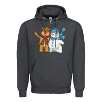 Christmas Reindeer Snowman Zipper Hoodie | Teevron