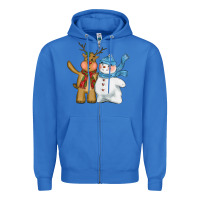 True Royal christmas reindeer snowman Zipper Hoodie - CowGirlArtShop