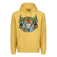 Antique Gold floral feather bull skull Premium Hoodie - JahusDesignShop
