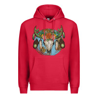 Cardinal floral feather bull skull Premium Hoodie - JahusDesignShop