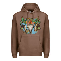 Chestnut floral feather bull skull Premium Hoodie - JahusDesignShop