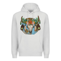 Dove Grey floral feather bull skull Premium Hoodie - JahusDesignShop