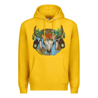 Lemon floral feather bull skull Premium Hoodie - JahusDesignShop