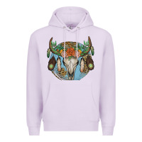 Lilac floral feather bull skull Premium Hoodie - JahusDesignShop