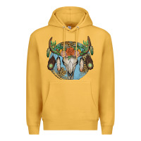 Mustard floral feather bull skull Premium Hoodie - JahusDesignShop
