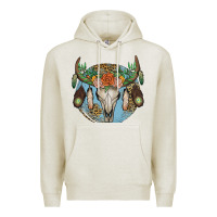Oatmeal Heather floral feather bull skull Premium Hoodie - JahusDesignShop