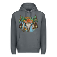 Rock floral feather bull skull Premium Hoodie - JahusDesignShop