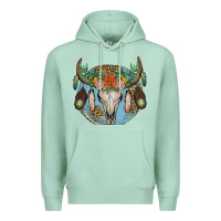 Seafoam floral feather bull skull Premium Hoodie - JahusDesignShop