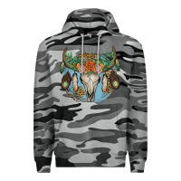 Slate Camo floral feather bull skull Premium Hoodie - JahusDesignShop