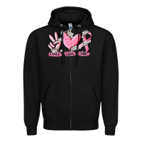 Black peace love cure breast cancer Zipper Hoodie - CowGirlArtShop