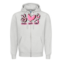 Peace Love Cure Breast Cancer Zipper Hoodie | Teevron