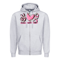 Heather Grey peace love cure breast cancer Zipper Hoodie - CowGirlArtShop