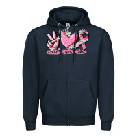 Navy peace love cure breast cancer Zipper Hoodie - CowGirlArtShop
