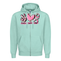 Seafoam peace love cure breast cancer Zipper Hoodie - CowGirlArtShop