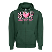 Sports Green peace love cure breast cancer Zipper Hoodie - CowGirlArtShop