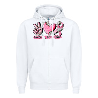 White peace love cure breast cancer Zipper Hoodie - CowGirlArtShop