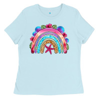 Baby Blue summer rainbow Ladies Tee - NancyCooperArtShop