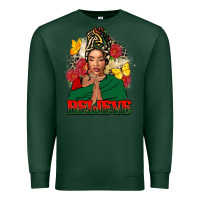 Sports Green believe black woman Premium Sweatshirt - FaDigitalArtStudio