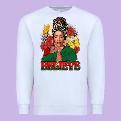 Believe Black Woman Premium Sweatshirt Designed By Fadigitalartstudio